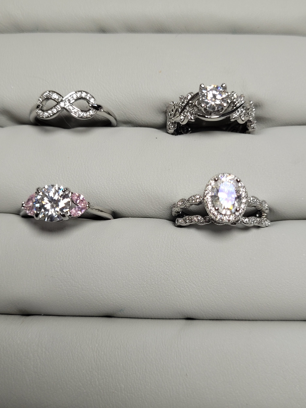 4 Beautiful Silver Plating Moissanite Rings-all Size 8